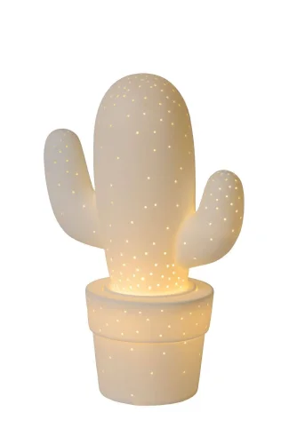 Настольная лампа CACTUS 13513/01/31 Lucide белая на 1 лампу, основание белое керамика в стиле кантри 