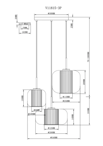 Светильник подвесной Ember V11815-3P Moderli прозрачный на 3 лампы, основание белое в стиле современный каскад фото 3