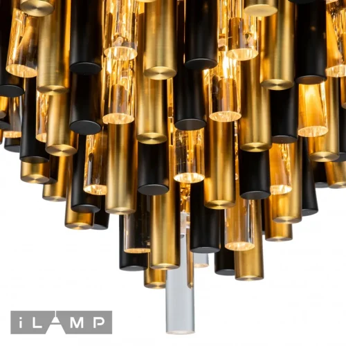 Люстра подвесная Tribeca 097D-12 MBR+BK iLamp бронзовая чёрная на 12 ламп, основание бронзовое в стиле современный  фото 4