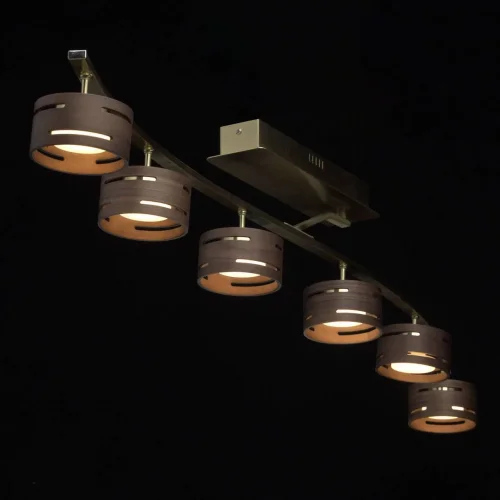 Светильник потолочный LED Чил-аут 725011006 DeMarkt коричневый 6 ламп, основание золотое в стиле хай-тек  фото 3
