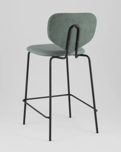 Стул полубарный Masey, зеленый, со светло-зеленой экокожей УТ000039584 Stool Group, зелёный/рогожка, ножки/металл/чёрный, размеры - ***** фото 5