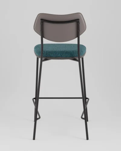Стул полубарный Casey, темно-бирюзовый, с серой экокожей УТ000039578 Stool Group, бирюзовый/рогожка, ножки/металл/чёрный, размеры - ***** фото 4