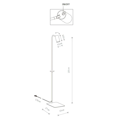 Торшер Mono 7714-NW Nowodvorski золотой на 1 лампу, основание белое в стиле современный фото 2 Торшер Mono 7714-NW Nowodvorski золотой на 1 лампу, основание белое в стиле современный фото 2