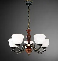 Люстра подвесная  L 8661/5 Reccagni Angelo белая на 5 ламп, основание коричневое бронзовое в стиле классический кантри 