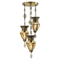 Светильник подвесной Каир CL419233 Citilux янтарный 3 лампы, основание бронзовое в стиле восточный каскад