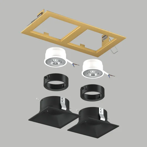 Светильник точечный Domino D5230707BMOD Lightstar чёрный золотой на 2 лампы, основание чёрное золотое в стиле современный прямоугольный фото 3