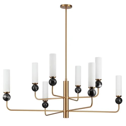 Люстра на штанге Lolla 4361/8 Odeon Light белая на 8 ламп, основание латунь в стиле хай-тек 