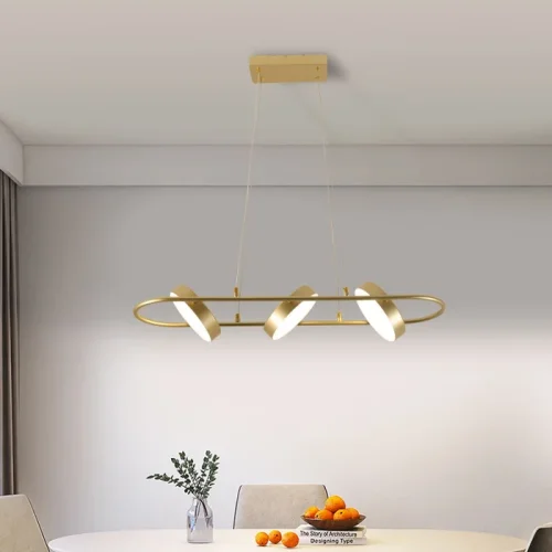 Светильник подвесной LED с пультом Abris 4677-3P F-promo золотой на 3 лампы, основание золотое в стиле современный с пультом линейный фото 2