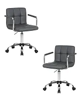 Офисное кресло набор 2 шт. SET-2 9400-LM TERRY, цвет серый Dobrin, /экокожа, ножки/металл/хром, размеры - 810*950***580*580
