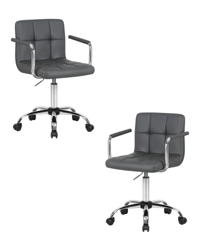 Офисное кресло набор 2 шт. SET-2 9400-LM TERRY, цвет серый Dobrin, /экокожа, ножки/металл/хром, размеры - 810*950***580*580