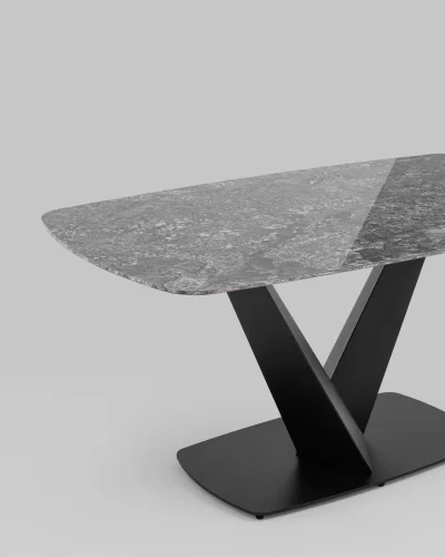 Стол обеденный Аврора, 160*90, керамика черная УТ000036908 Stool Group столешница чёрная из керамика фото 7