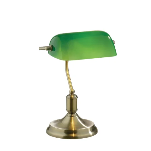 Настольная лампа LAWYER TL1 BRUNITO Ideal Lux зелёная 1 лампа, основание бронзовое металл в стиле классический 