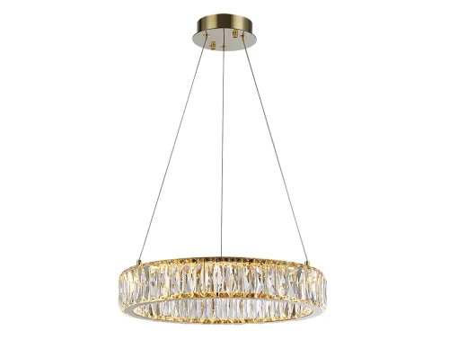 Люстра подвесная LED 8240/40 gold Newport прозрачная на 1 лампа, основание золотое в стиле классический современный американский кольца