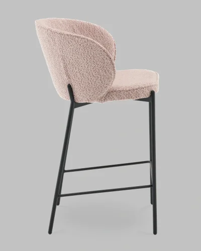 Стул полубарный Тисдейл букле розово-персиковый УТ000041694 Stool Group, розовый/букле, ножки/металл/чёрный, размеры - ***** фото 5