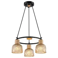 Светильник подвесной 213-023-03 Velante янтарный на 3 лампы, основание чёрное в стиле современный Светильник подвесной 213-023-03 Velante янтарный на 3 лампы, основание чёрное в стиле современный