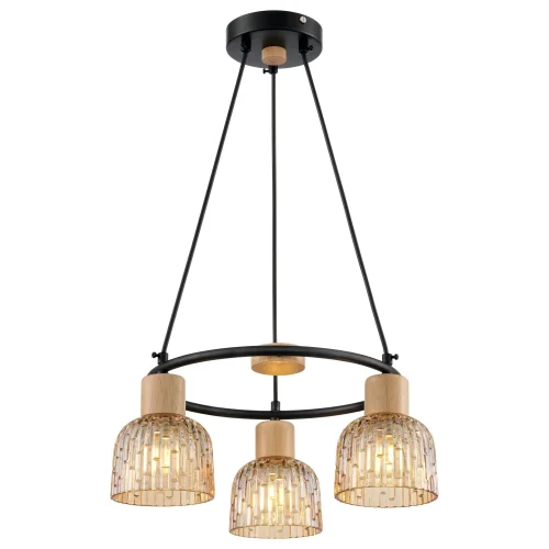 Светильник подвесной 213-023-03 Velante янтарный на 3 лампы, основание чёрное в стиле современный Светильник подвесной 213-023-03 Velante янтарный на 3 лампы, основание чёрное в стиле современный