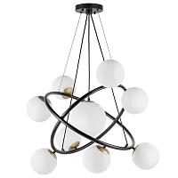 Люстра подвесная Croco 815397 Lightstar белая на 9 ламп, основание чёрное в стиле арт-деко современный молекула шар