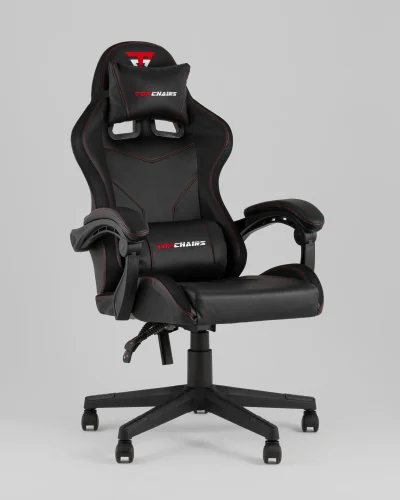 Кресло спортивное TopChairs Druid, черный УТ000039467 Stool Group, чёрный/экокожа, ножки/полимер/чёрный, размеры - 1250*1350***490*470 фото 11