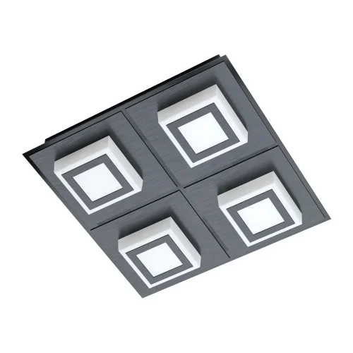 Светильник потолочный LED Masiano 1 99364 Eglo белый чёрный 4 лампы, основание чёрное в стиле хай-тек современный квадраты