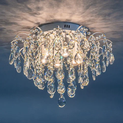 Люстра потолочная Selena 1126/6 Escada прозрачная на 6 ламп, основание белое в стиле классический фото 3