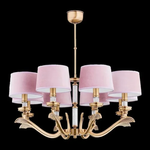 Люстра подвесная Sparone SPA-ZW-8(P/A) Kutek розовая на 8 ламп, основание золотое в стиле американский фото 2