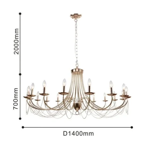 Люстра подвесная Plini 2591-18P F-promo без плафона на 18 ламп, основание золотое в стиле замковый  фото 2