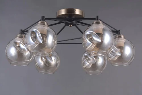 Люстра потолочная Фурия (Furia) VL1882L06 Vele Luce янтарная на 6 ламп, основание чёрное в стиле современный шар фото 4 Люстра потолочная Фурия (Furia) VL1882L06 Vele Luce янтарная на 6 ламп, основание чёрное в стиле современный шар фото 4
