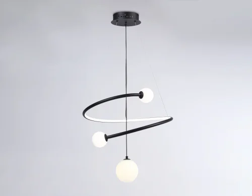 Светильник подвесной LED с пультом FL66303 Ambrella light чёрный 1 лампа, основание чёрное в стиле современный хай-тек шар фото 2
