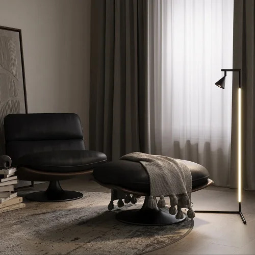 Торшер LED MOD489FL-L20B3K Stripe Maytoni чёрный на 1 лампу, основание чёрное в стиле современный хай-тек фото 2