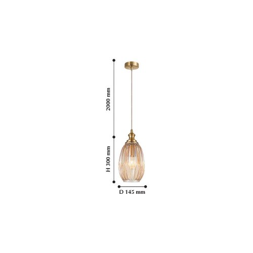 Светильник подвесной Corruga 2185-1P Favourite прозрачный янтарный 1 лампа, основание латунь в стиле современный  фото 2