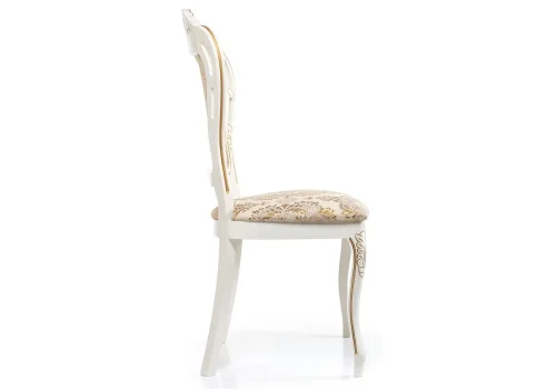 Деревянный стул Bronte молочный с патиной 438323 Woodville, бежевый/ткань, ножки/массив бука дерево/молочный, размеры - ****530*550 фото 6