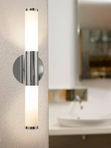 Светильник для ванной PALMERA 87222 Eglo белый на 2 лампы, основание никель серое в стиле современный  фото 2