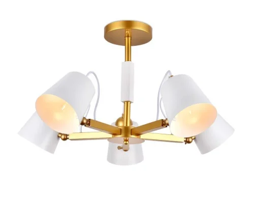 Люстра потолочная TR3101 Ambrella light белая на 5 ламп, основание золотое в стиле современный 