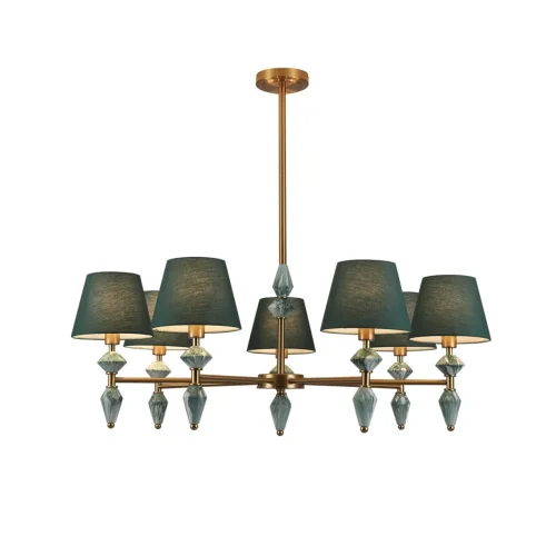 Люстра на штанге Vermont 8275/7 Lumion зелёная на 7 ламп, основание латунь в стиле классический фото 6