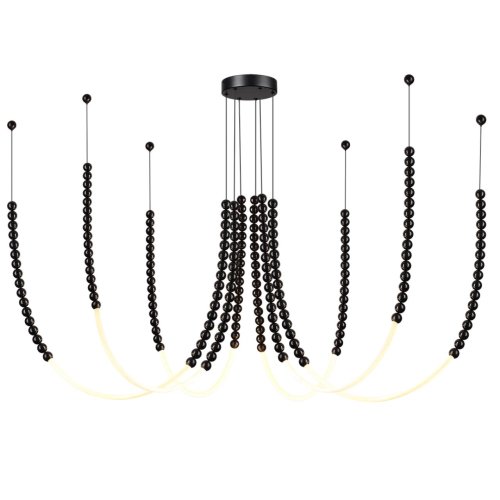 Люстра подвесная LED Monella 7149/70L Odeon Light чёрная на 6 ламп, основание чёрное в стиле современный классический паук бусы фото 3