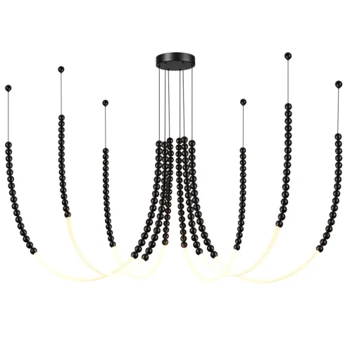 Люстра подвесная Monella 7149/70L Odeon Light чёрная на 6 ламп, основание чёрное в стиле классический современный паук бусы фото 3