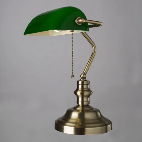 Настольная лампа Banker A2492LT-1AB Arte Lamp зелёная 1 лампа, основание античное бронза металл в стиле винтаж классический  фото 2