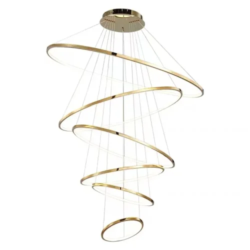 Люстра подвесная LED Axis 10112P/6-167W-3000K (12/10/8/6/6/4) BR iLedex латунь на 1 лампу, основание латунь в стиле хай-тек современный кольца