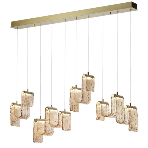 Светильник подвесной LED Flow 5105/52L Odeon Light янтарный на 1 лампу, основание золотое в стиле современный арт-деко линейный фото 3