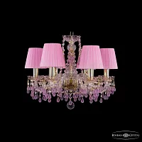 Люстра подвесная 1410/6/160 G V7010 SH1 Bohemia Ivele Crystal розовая на 6 ламп, основание золотое в стиле классика виноград