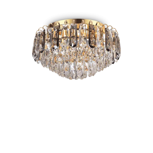 Люстра потолочная хрустальная MAGNOLIA PL7 Ideal Lux прозрачная на 7 ламп, основание латунь в стиле современный 