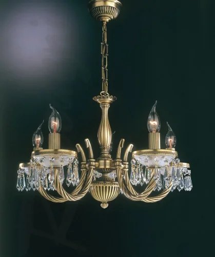 Люстра подвесная L 4651/5 Reccagni Angelo белая на 5 ламп, основание античное бронза в стиле классический 