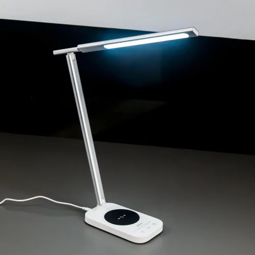 Настольная лампа LED с usb+Qi Ньютон CL803051 Citilux белая 1 лампа, основание белое металл в стиле хай-тек современный 
