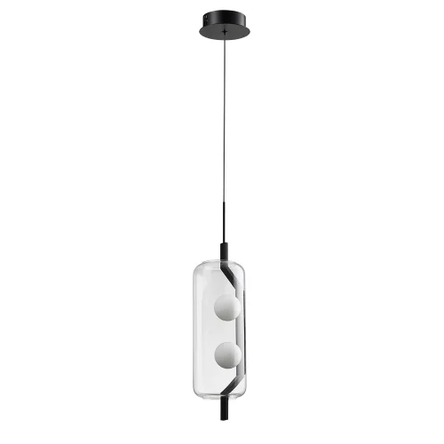 Светильник подвесной LED Geneva A2341SP-2BK Arte Lamp прозрачный на 1 лампу, основание чёрное в стиле хай-тек современный 