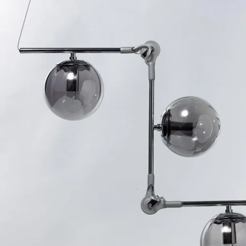 Светильник подвесной Гамбург 605015904 DeMarkt серый чёрный 4 лампы, основание хром в стиле современный шар фото 7