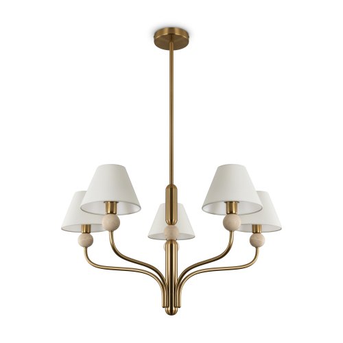 Люстра на штанге Aurelia FR2058PL-05BS Freya белая на 5 ламп, основание латунь в стиле классический кантри американский фото 3 Люстра на штанге Aurelia FR2058PL-05BS Freya белая на 5 ламп, основание латунь в стиле классический кантри американский фото 3