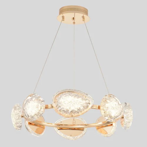 Люстра подвесная LED с пультом FELICIDAD SP64W LED Crystal Lux прозрачная на 1 лампу, основание золотое в стиле современный фото 3