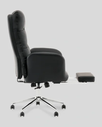 Кресло руководителя TopChairs Solid с оттоманкой, черный УТ000040808 Stool Group, чёрный/экокожа, ножки/металл/хром, размеры - 1200*1280**** фото 8