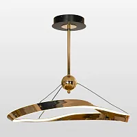 Люстра потолочная LED Torrance LSP-7168 Lussole золотая на 1 лампа, основание чёрное золотое в стиле современный хай-тек кольца