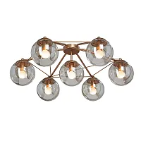 Люстра потолочная V4722-8/7PL Vitaluce янтарная на 7 ламп, основание медь в стиле хай-тек шар